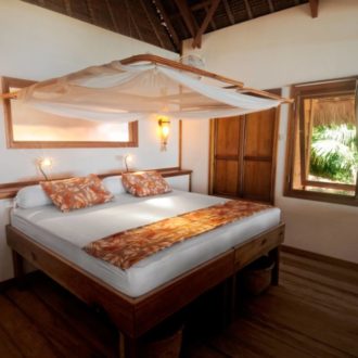 Our bungalows set up for couples have California King beds. That's 2 meters x 2 meters of spring bed comfort.